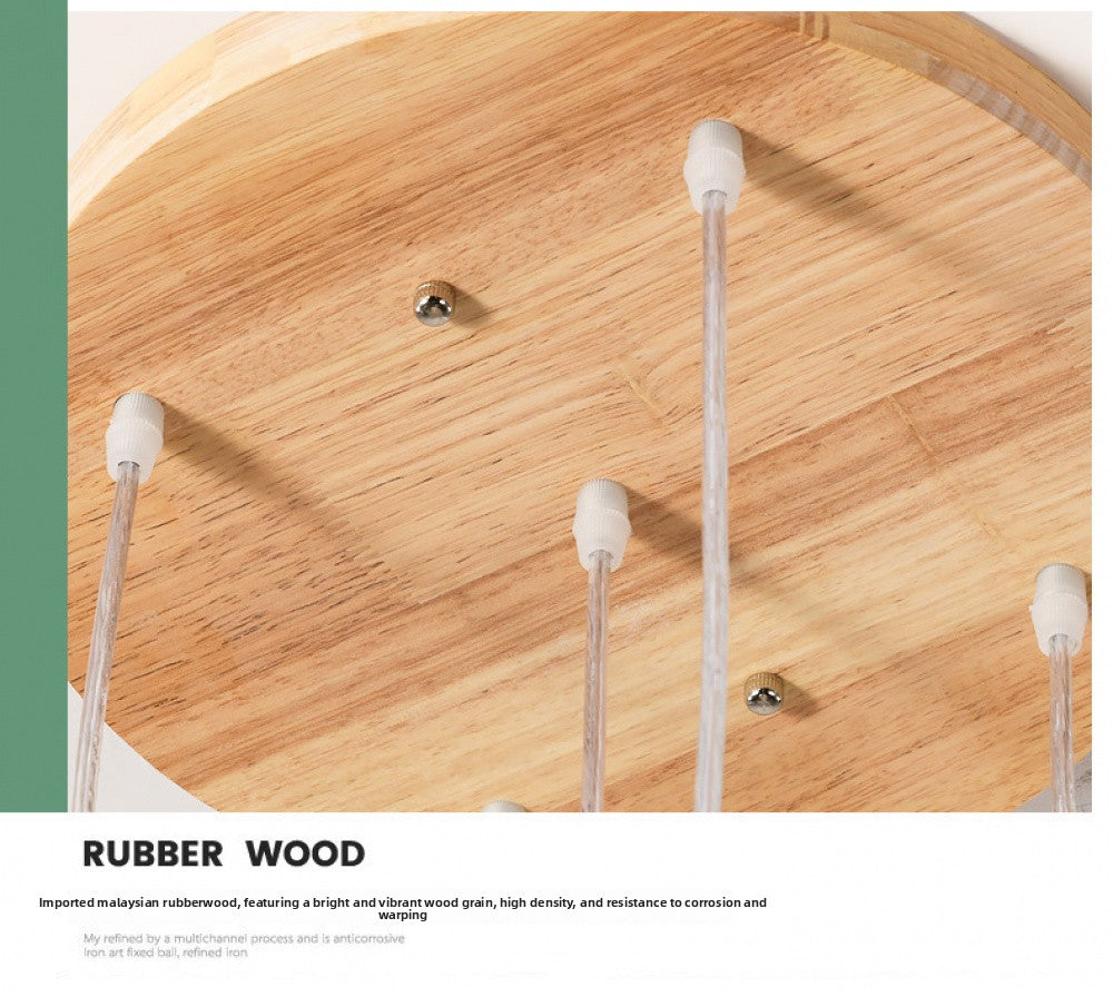 Modern Minimalist Duplex Staircase Long Pendant Light Nordic Creative Stairwell Villa Apartment Magic Bean Rotating Solid Wood Pendant Light