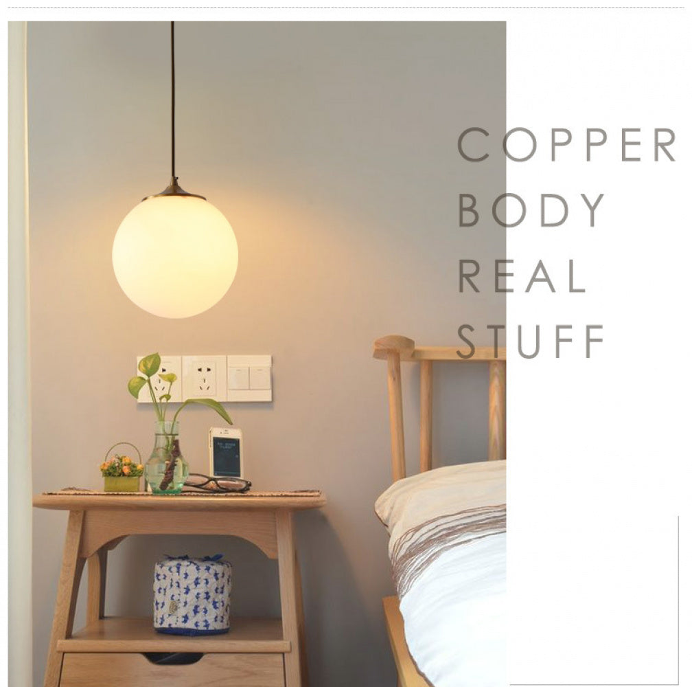 Single Head Pendant Light All Copper Nordic Minimalist Dining Room Light Bar Counter Three Head Foyer Round Ball Brass Lighting Bedside Pendant Light