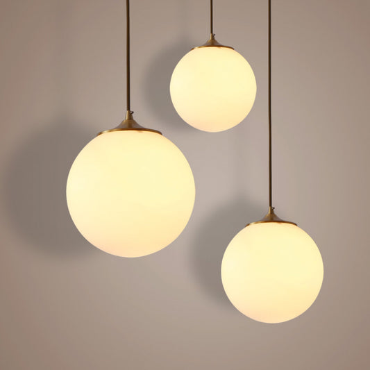 Single Head Pendant Light All Copper Nordic Minimalist Dining Room Light Bar Counter Three Head Foyer Round Ball Brass Lighting Bedside Pendant Light