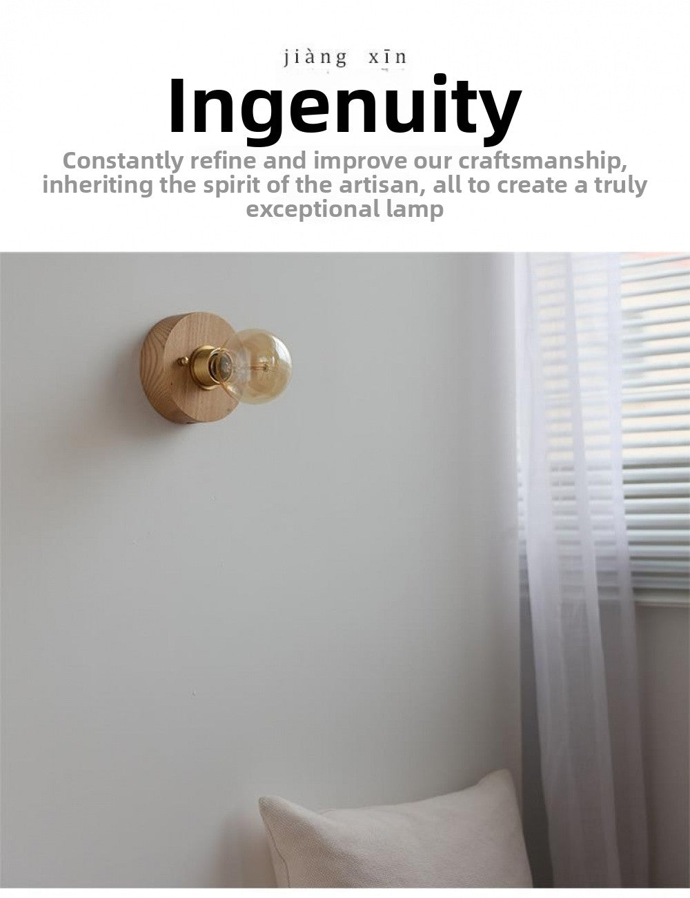 New Japanese Style White Wax Wood Wall Lamp Natural Wood Bedroom Bedside Shop Window Designer Self-contained Pull Switch Wall Lamp