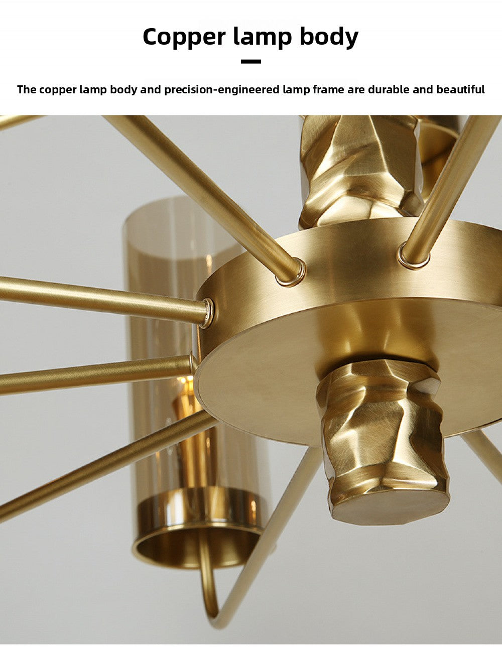 Postmodern Chandelier Full Copper Living Room Lighting High-end Luxurious Atmospheric Home Bedroom Dining Room Light Light Luxury American Style Chandelier