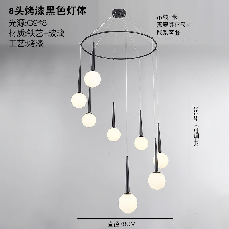 Staircase Chandelier for Duplex, Nordic Loft, Sloping Ceiling, Mezzanine, High Ceiling Villa, Mid-Level, Rotating Staircase, Long Chandelier