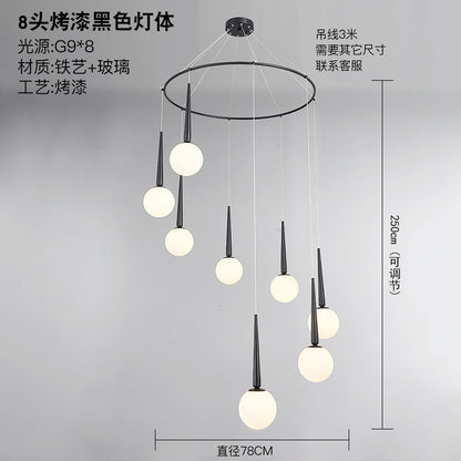 Staircase Chandelier for Duplex, Nordic Loft, Sloping Ceiling, Mezzanine, High Ceiling Villa, Mid-Level, Rotating Staircase, Long Chandelier