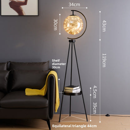 Nordic Light Luxury Floor Lamp Living Room Bedroom Bedside Creative Distinctive Glass Ball Tripod Storage Vertical Table Lamp