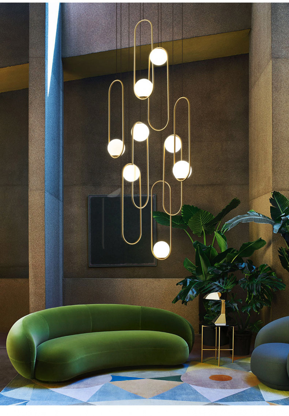 Staircase Long Pendant Light Modern Light Nordic Loft Apartment Duplex Rotating Light Creative Personality Simple Living Room Pendant Light