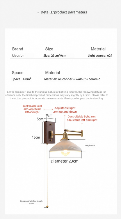 Nordic Japanese Style Bedroom Bedside Wall Lamp Copper Color Retro Simple Stair Aisle Lamp Living Room TV Background Wall Wall Lamp