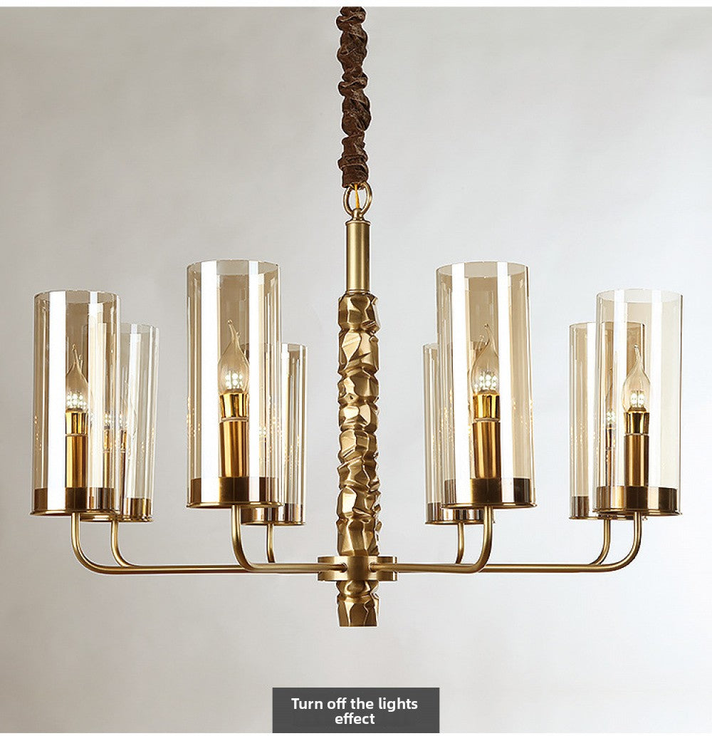 Postmodern Chandelier Full Copper Living Room Lighting High-end Luxurious Atmospheric Home Bedroom Dining Room Light Light Luxury American Style Chandelier