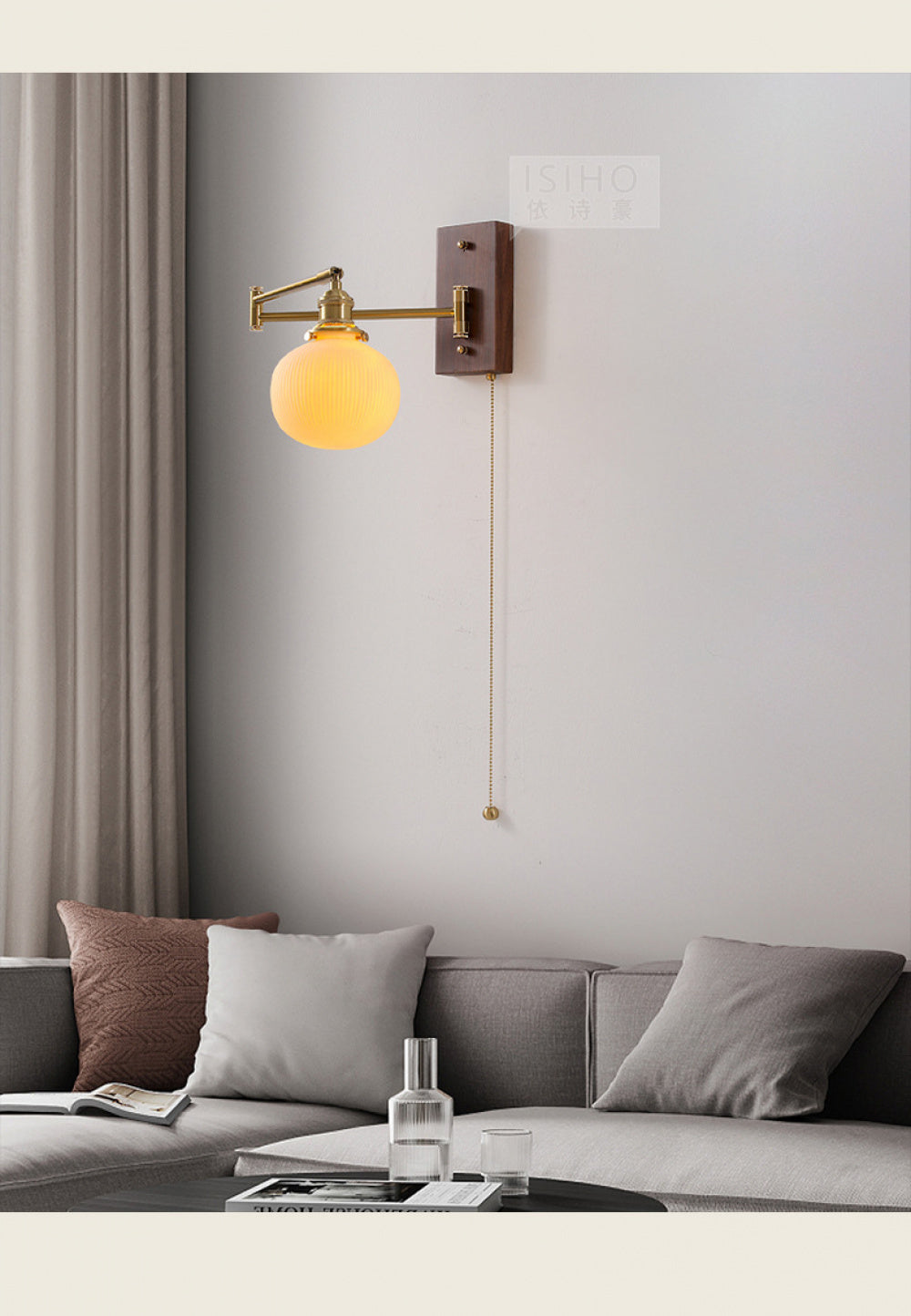 Nordic Japanese Style Bedroom Bedside Wall Lamp Copper Color Retro Simple Stair Aisle Lamp Living Room TV Background Wall Wall Lamp