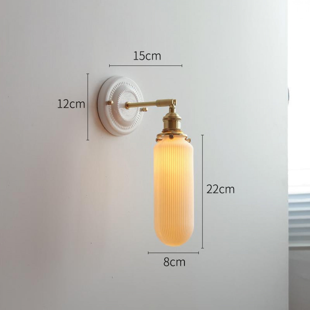 New Japanese pleated wall lamp bedroom bedside Nordic homestay living room background wall designer full copper lamp