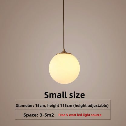 Single Head Pendant Light All Copper Nordic Minimalist Dining Room Light Bar Counter Three Head Foyer Round Ball Brass Lighting Bedside Pendant Light
