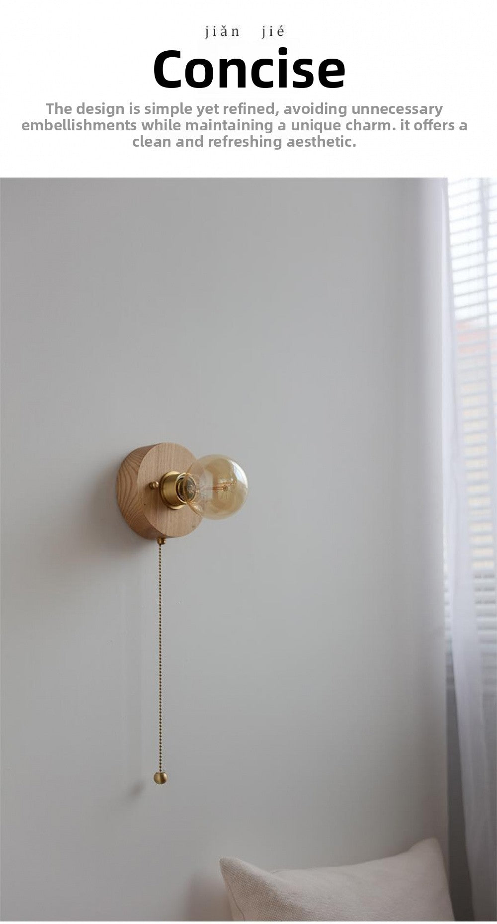 New Japanese Style White Wax Wood Wall Lamp Natural Wood Bedroom Bedside Shop Window Designer Self-contained Pull Switch Wall Lamp