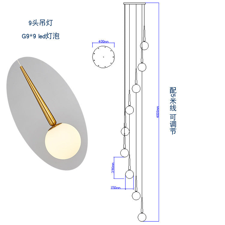 Staircase Chandelier for Duplex, Nordic Loft, Sloping Ceiling, Mezzanine, High Ceiling Villa, Mid-Level, Rotating Staircase, Long Chandelier