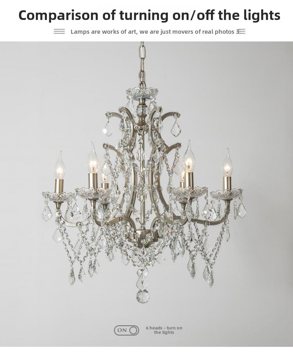 American Style Chandelier Light Luxury Living Room Dining Room Lamp Vintage French Palace Crystal Lamp European Style Villa Princess Room Bedroom Lamp