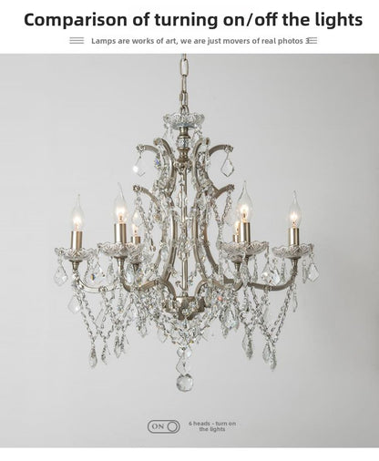 American Style Chandelier Light Luxury Living Room Dining Room Lamp Vintage French Palace Crystal Lamp European Style Villa Princess Room Bedroom Lamp
