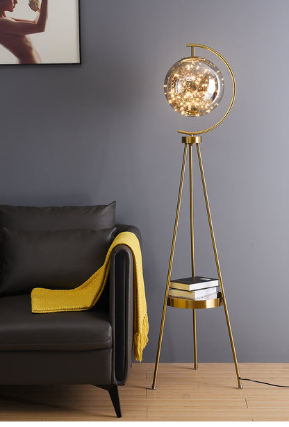 Nordic Light Luxury Floor Lamp for Living Room and Bedroom, Creative and Unique Glass Ball Tripod Standing Table Lamp