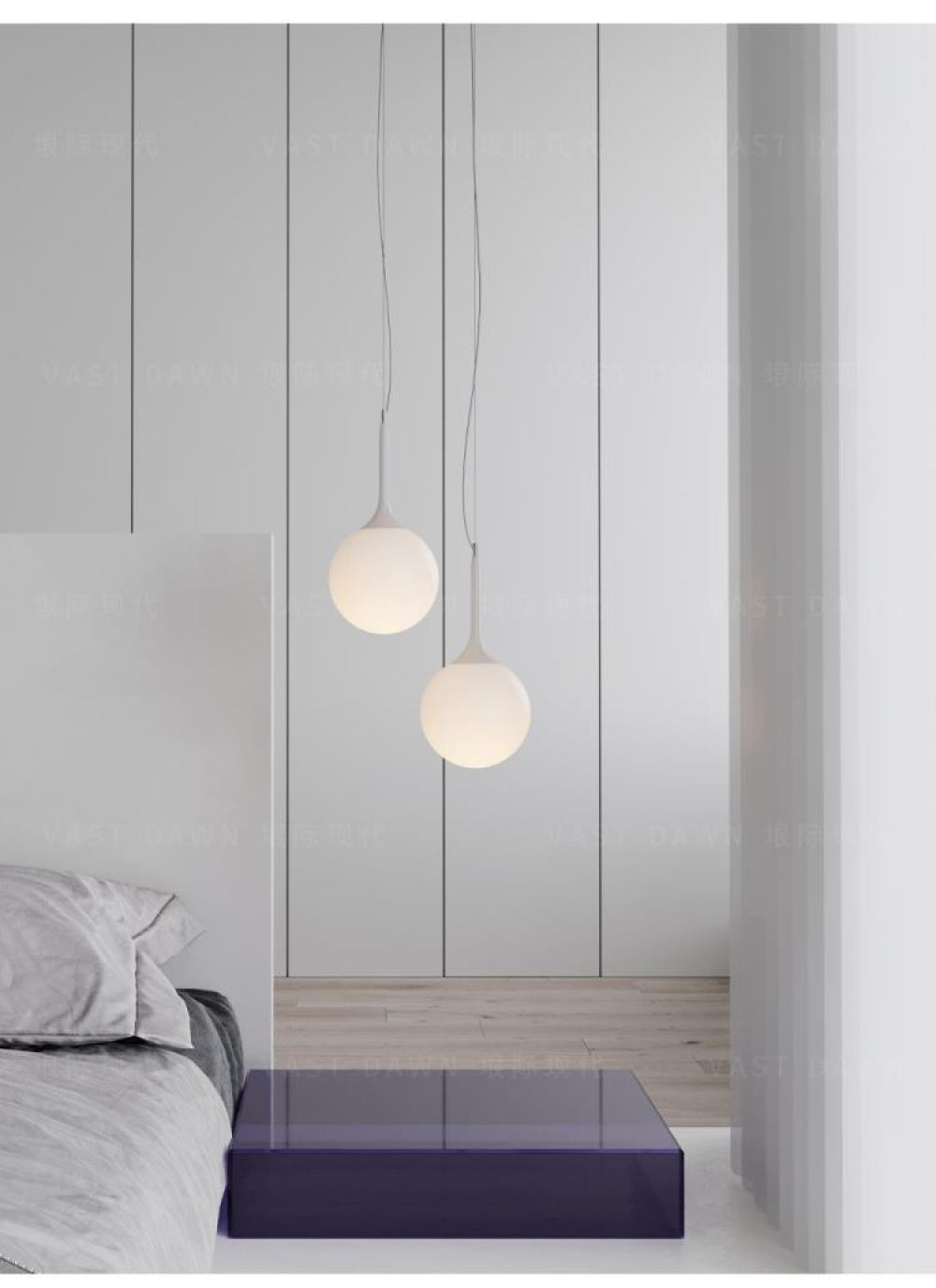 Simple Modern Round Glass Dining Room Pendant Light Nordic Bedroom Bedside Bar Combination Art Duplex Staircase Lighting