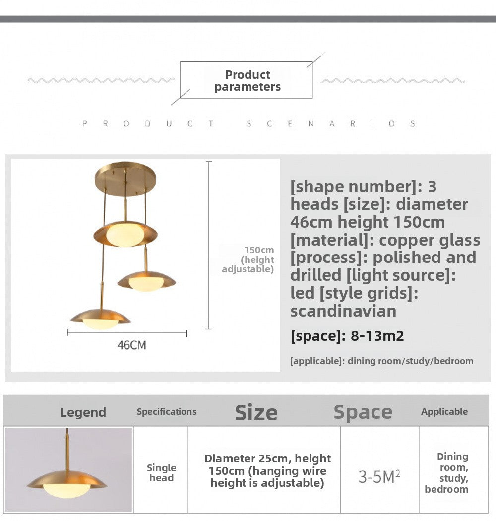 Restaurant Pendant Light Rectangular Nordic Brass Pendant Light Modern Creative Art Industrial Style Bar Round Dining Pendant Light