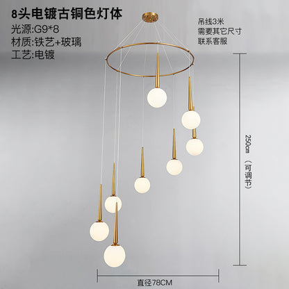 Staircase Chandelier for Duplex, Nordic Loft, Sloping Ceiling, Mezzanine, High Ceiling Villa, Mid-Level, Rotating Staircase, Long Chandelier