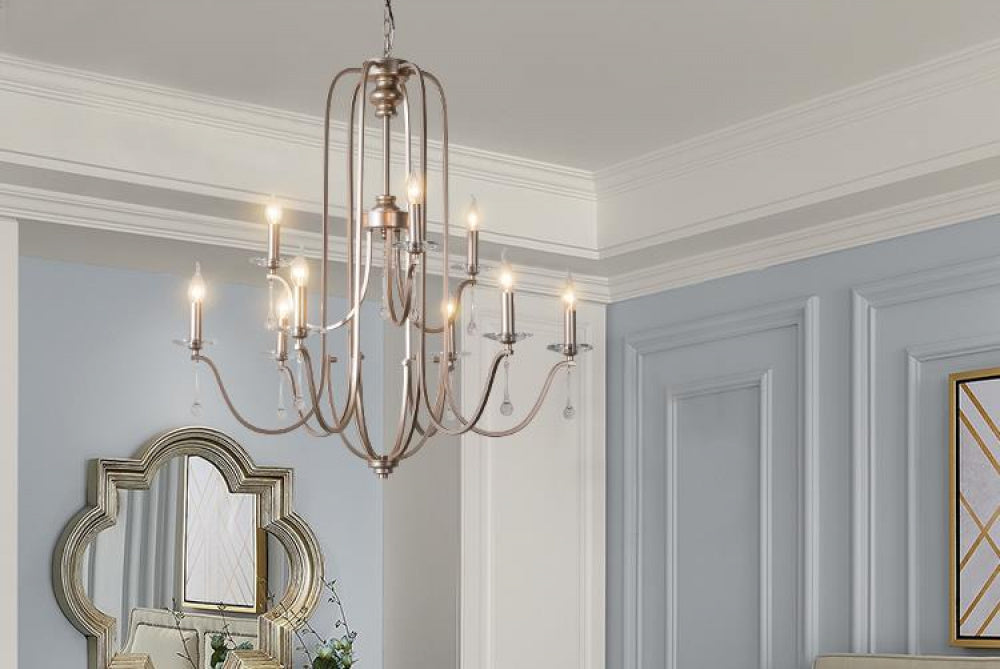 American Style Large Pendant Light for Living Room, Villa, Duplex, French Light Luxury American Iron Art Creative Crystal Homestay Restaurant Lighting