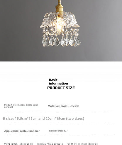 Nordic Light Luxury Brass Crystal Bar Pendant Light Simple Modern Bedside Crystal Lamp Hallway Entrance Corridor Light