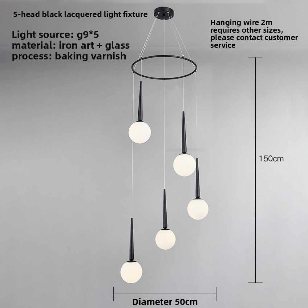 Staircase Chandelier for Duplex, Nordic Loft, Sloping Ceiling, Mezzanine, High Ceiling Villa, Mid-Level, Rotating Staircase, Long Chandelier