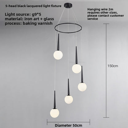 Staircase Chandelier for Duplex, Nordic Loft, Sloping Ceiling, Mezzanine, High Ceiling Villa, Mid-Level, Rotating Staircase, Long Chandelier