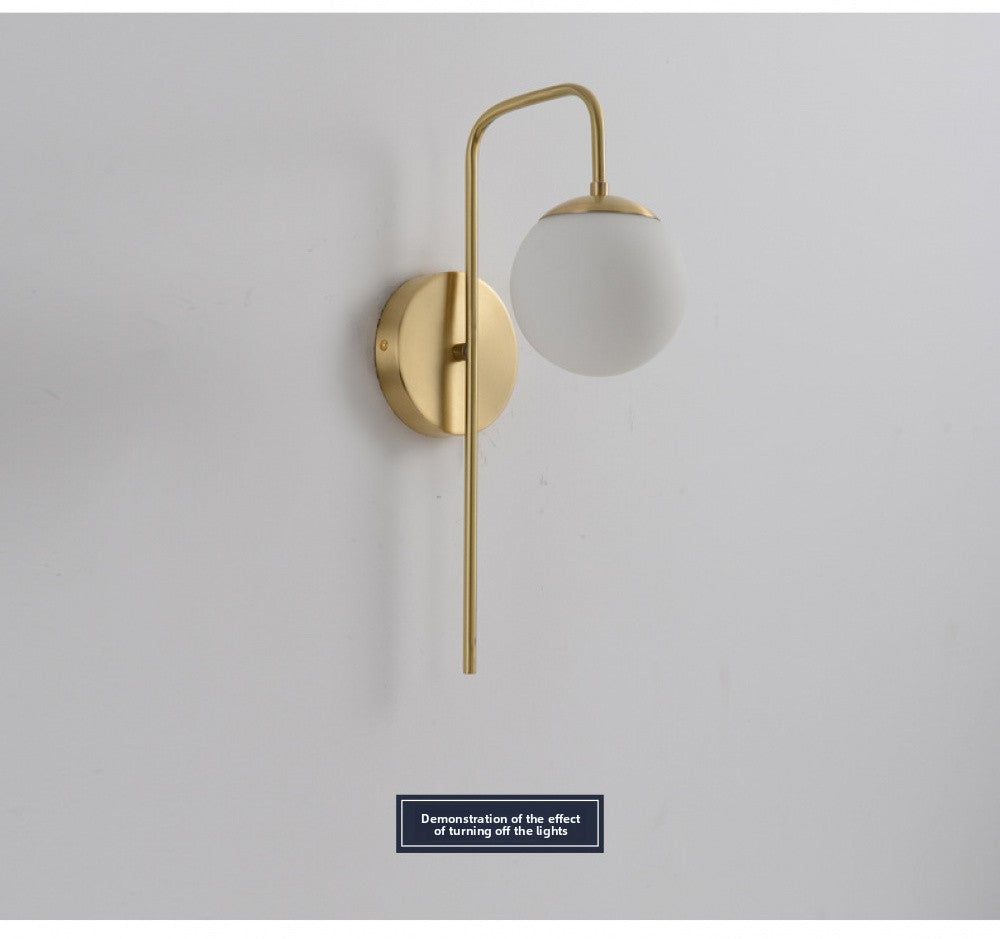 All-Copper Wall Lamp Nordic Creative Personality Bedroom Bedside Lamp Rotating Staircase Corridor Living Room Background Wall Decorative Wall Lamp