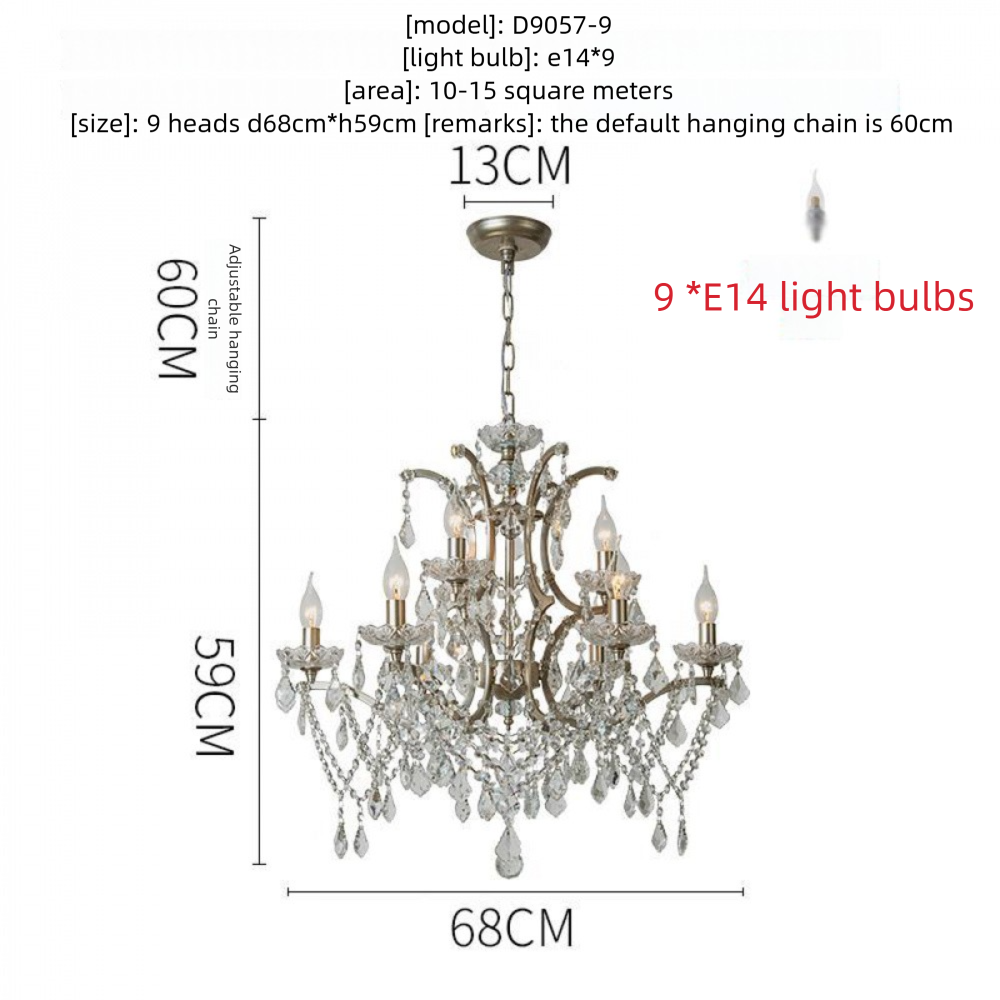 American Style Chandelier Light Luxury Living Room Dining Room Lamp Vintage French Palace Crystal Lamp European Style Villa Princess Room Bedroom Lamp