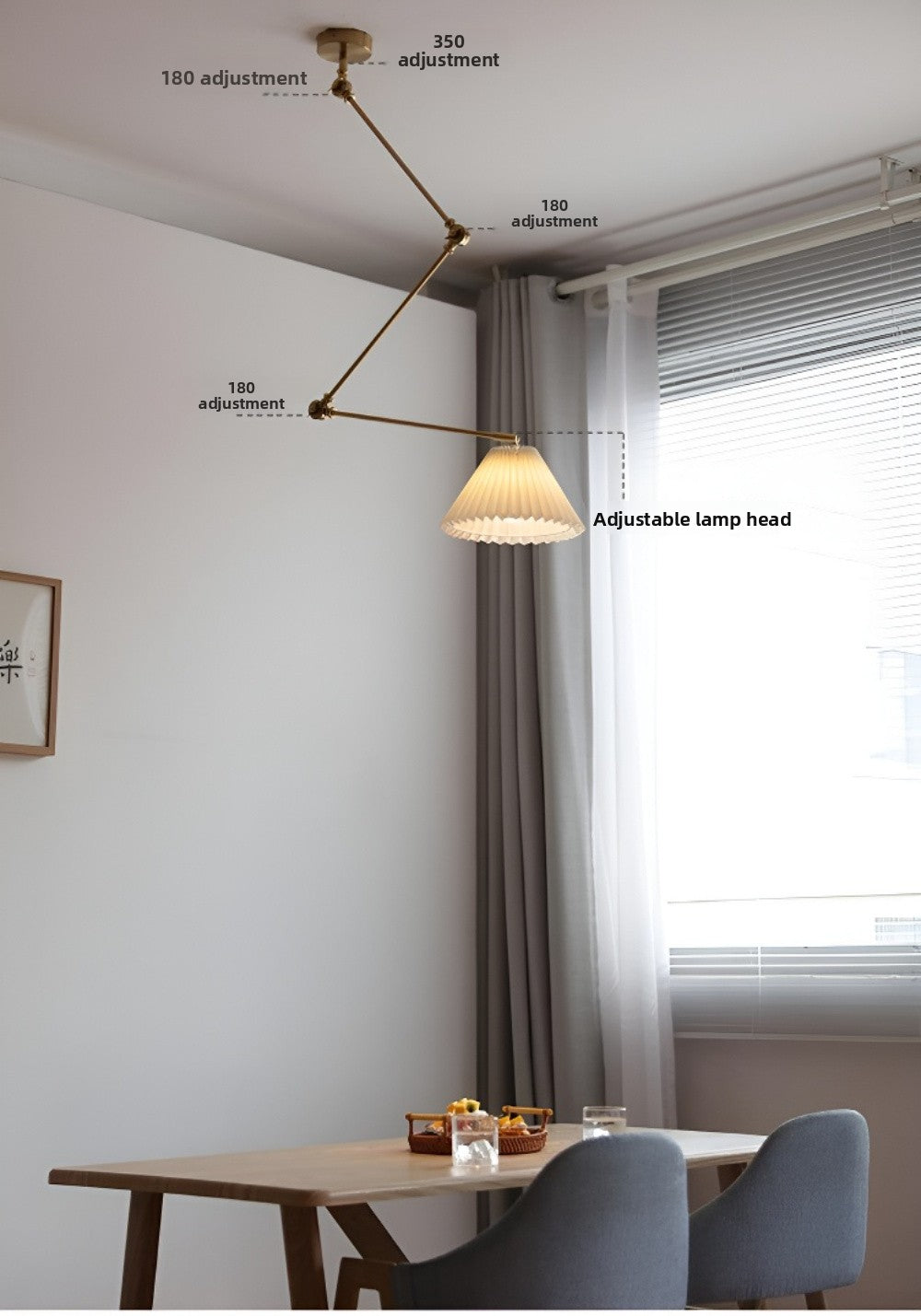 New Adjustable Dining Room Pendant Light Nordic Designer Island Small Bedroom Work Desk Designer Pleated Lighting Fixture