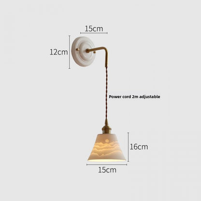 New Japanese Style Ceramic Wall Lamp Ceramic Base Bedroom Bedside Background Wall Designer Homestay Window Hanging Wall Light Fixture