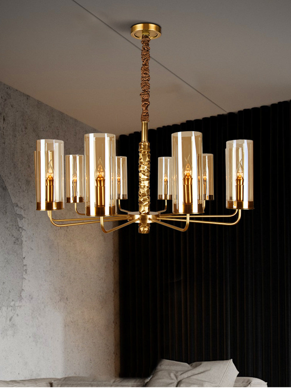 Postmodern Chandelier Full Copper Living Room Lighting High-end Luxurious Atmospheric Home Bedroom Dining Room Light Light Luxury American Style Chandelier