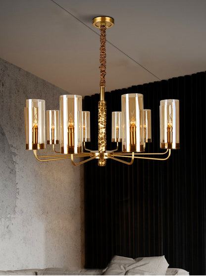 Postmodern Chandelier Full Copper Living Room Lighting High-end Luxurious Atmospheric Home Bedroom Dining Room Light Light Luxury American Style Chandelier