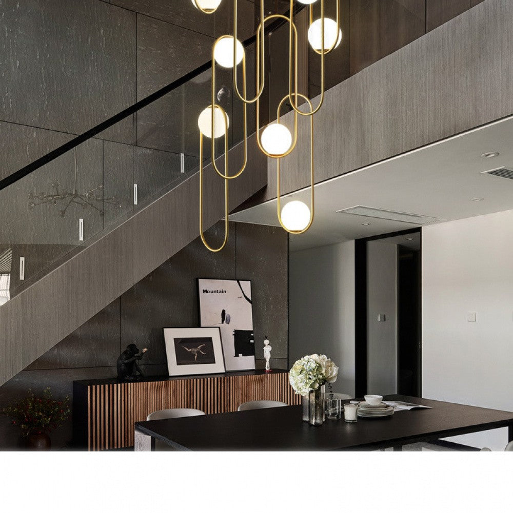 Staircase Long Pendant Light Modern Light Nordic Loft Apartment Duplex Rotating Light Creative Personality Simple Living Room Pendant Light