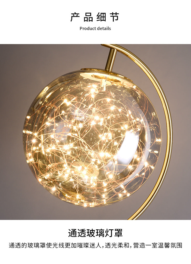 Nordic Light Luxury Floor Lamp for Living Room and Bedroom, Creative and Unique Glass Ball Tripod Standing Table Lamp
