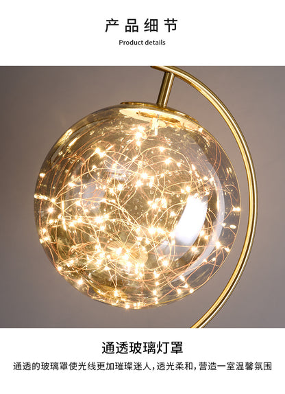 Nordic Light Luxury Floor Lamp for Living Room and Bedroom, Creative and Unique Glass Ball Tripod Standing Table Lamp