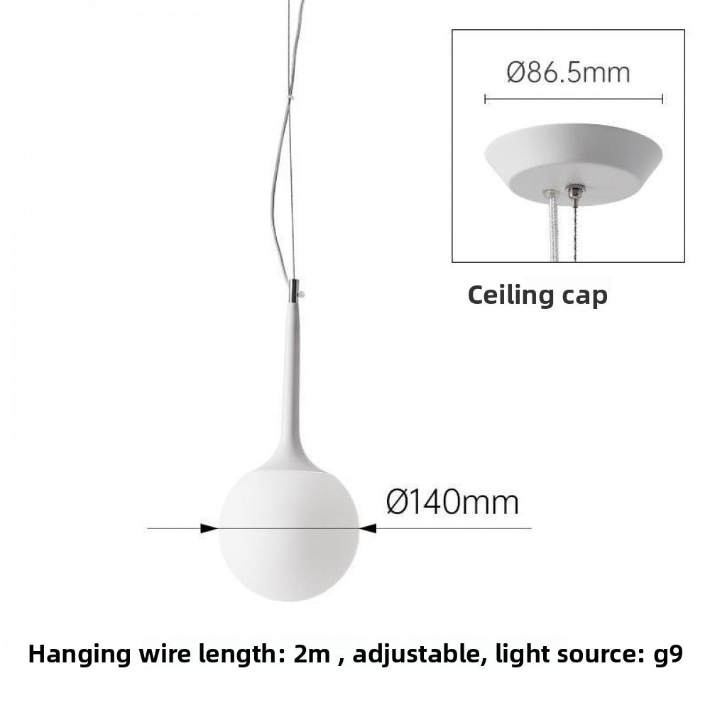Simple Modern Round Glass Dining Room Pendant Light Nordic Bedroom Bedside Bar Combination Art Duplex Staircase Lighting