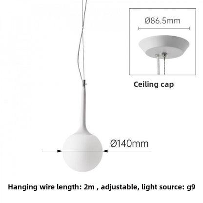 Simple Modern Round Glass Dining Room Pendant Light Nordic Bedroom Bedside Bar Combination Art Duplex Staircase Lighting