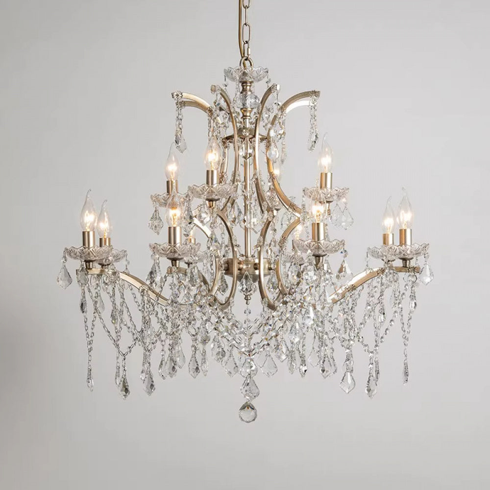 American Style Chandelier Light Luxury Living Room Dining Room Lamp Vintage French Palace Crystal Lamp European Style Villa Princess Room Bedroom Lamp