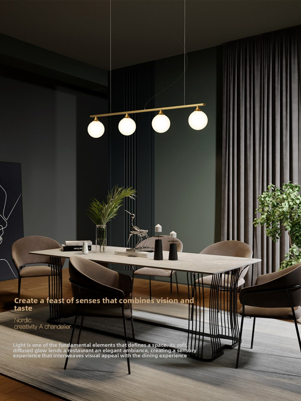 Restaurant Pendant Light Nordic Simple Modern Dining Room Living Room Light Creative Personality Bedroom Bar Light All Copper 2019 New Model