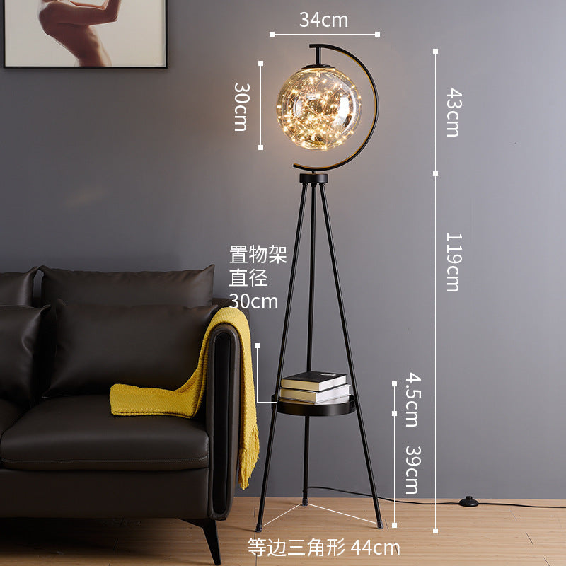 Nordic Light Luxury Floor Lamp for Living Room and Bedroom, Creative and Unique Glass Ball Tripod Standing Table Lamp