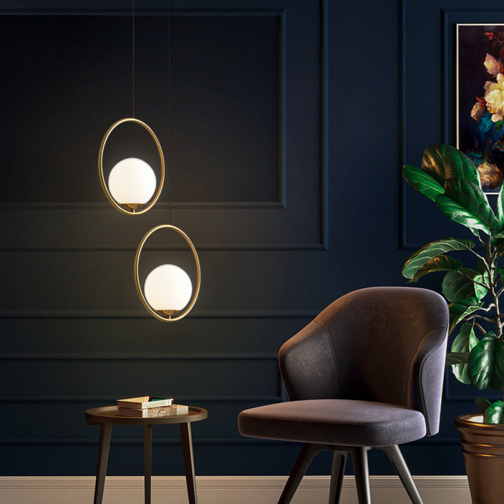 Nordic Style Restaurant Pendant Light Single Head Bedroom Bedside Lamp Bar Creative Personality Simple Modern All-Copper Lamp