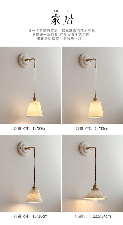 New Japanese Style Ceramic Wall Lamp Ceramic Base Bedroom Bedside Background Wall Designer Homestay Window Hanging Wall Lamp