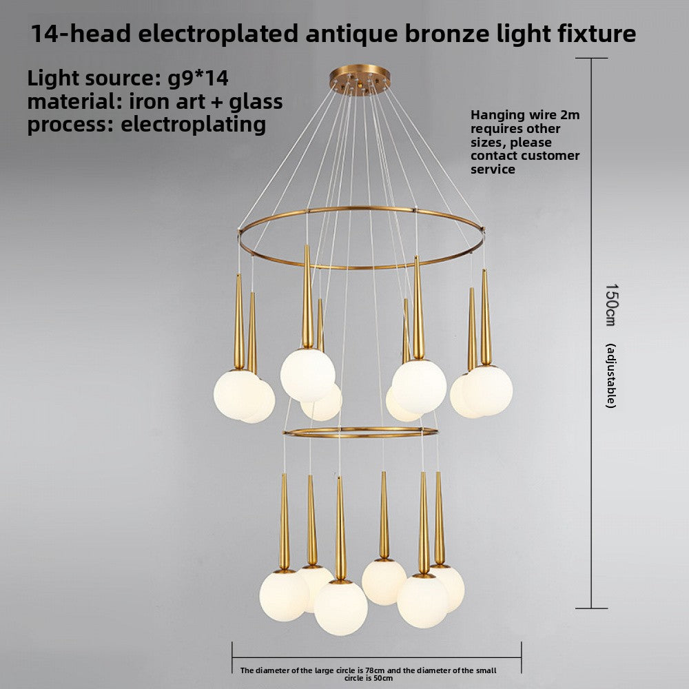 Staircase Chandelier for Duplex, Nordic Loft, Sloping Ceiling, Mezzanine, High Ceiling Villa, Mid-Level, Rotating Staircase, Long Chandelier