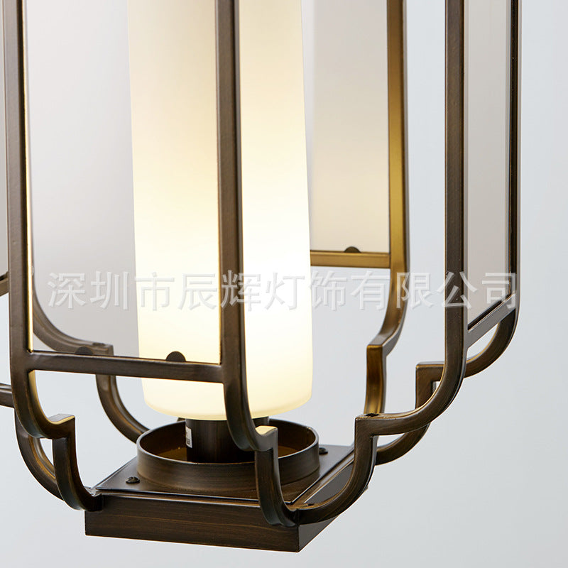 Modern New Chinese Classical Lantern Chandelier Entrance Restaurant Glass Iron Chandelier Tea Restaurant Chandelier