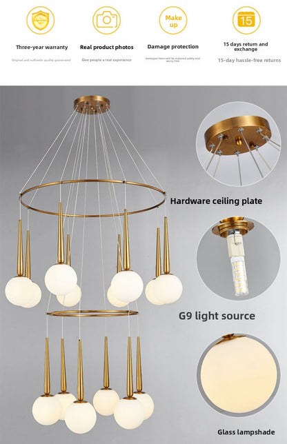 Staircase Chandelier for Duplex, Nordic Loft, Sloping Ceiling, Mezzanine, High Ceiling Villa, Mid-Level, Rotating Staircase, Long Chandelier