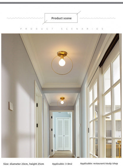 Aisle Light All-Copper Light Foyer Simple Modern Style Unique Room Light Entrance Balcony Corridor Brass Ceiling Light