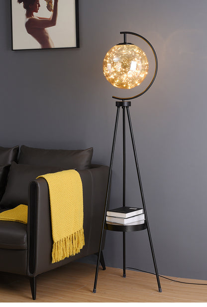 Nordic Light Luxury Floor Lamp for Living Room and Bedroom, Creative and Unique Glass Ball Tripod Standing Table Lamp