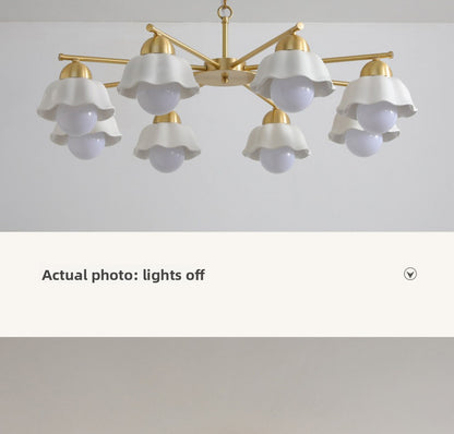 Vintage Living Room Chandelier Ceiling Light Luxury Elegant High-end Palace Style All-copper Ceramic Lighting Dining Room Master Bedroom Lamp