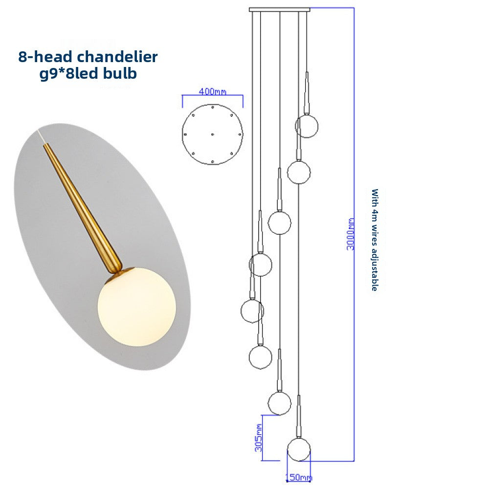 Staircase Chandelier for Duplex, Nordic Loft, Sloping Ceiling, Mezzanine, High Ceiling Villa, Mid-Level, Rotating Staircase, Long Chandelier