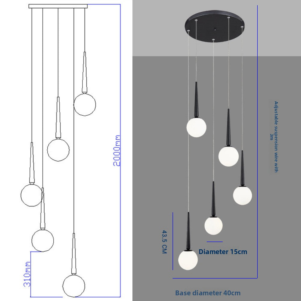 Staircase Chandelier for Duplex, Nordic Loft, Sloping Ceiling, Mezzanine, High Ceiling Villa, Mid-Level, Rotating Staircase, Long Chandelier